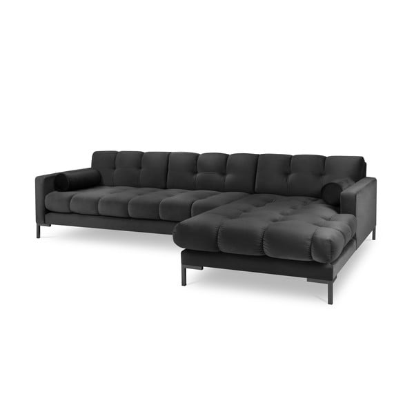 Tmavě šedá sametová rohová pohovka Cosmopolitan Design Bali, pravý roh-image-2