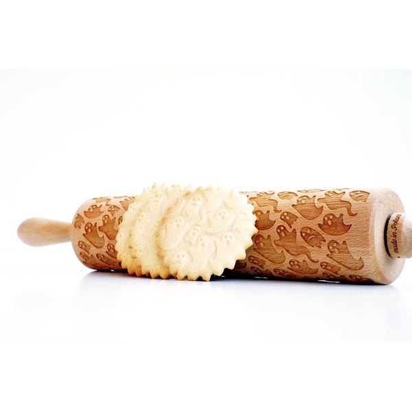 Dřevěný embosovaný váleček na těsto Valek Ghosts-image-3