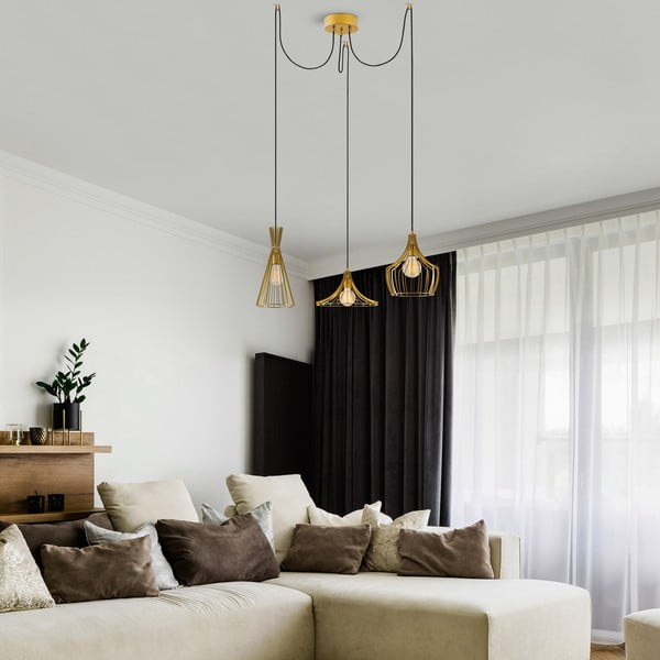 Závěsné svítidlo ve zlaté barvě s kovovým stínidlem Mezopotamya – Opviq lights-image-1