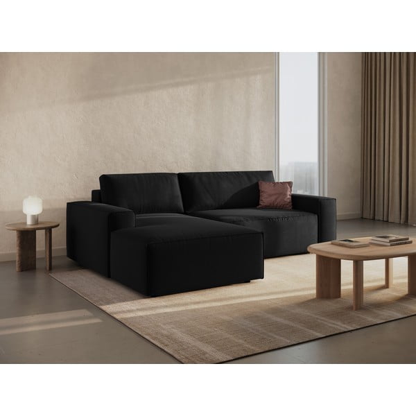 Černá rozkládací rohová pohovka (levý roh) Jodie – Micadoni Home-image-1