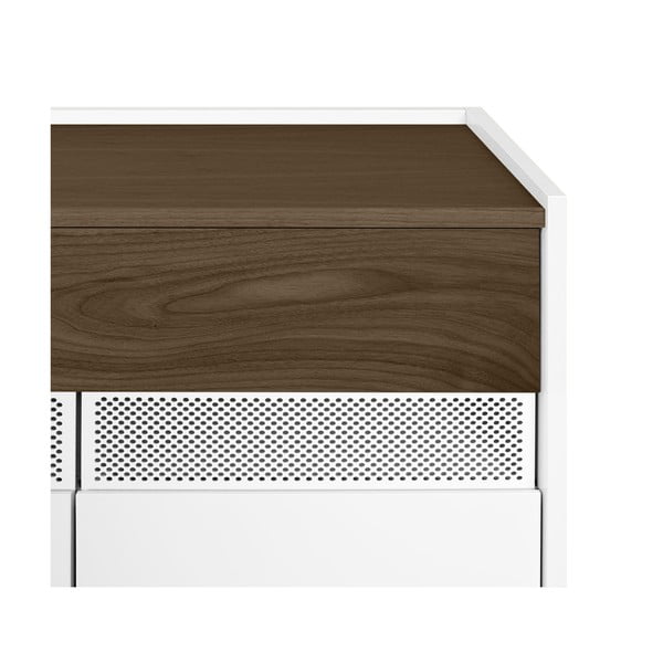 Bílá komoda s prvky v dekoru ořechového dřeva TemaHome Radio-image-3