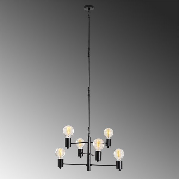 Černé závěsné svítidlo pro 6 žárovek Opviq lights Hexa Long-image-1