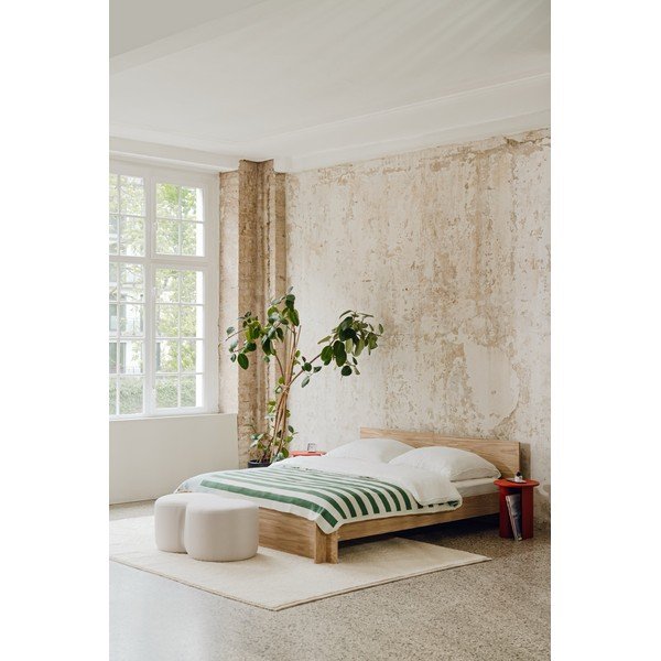 Dvoulůžková postel z dřevotřísky/z překližky v dekoru dubu s roštem 200x200 cm v přírodní barvě Valt – noo.ma-image-3