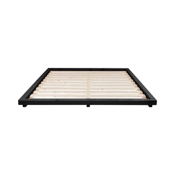 Dvoulůžková postel z borovicového dřeva s matrací a tatami Karup Design Dock Double Latex Black/Natural, 140 x 200 cm-image-1