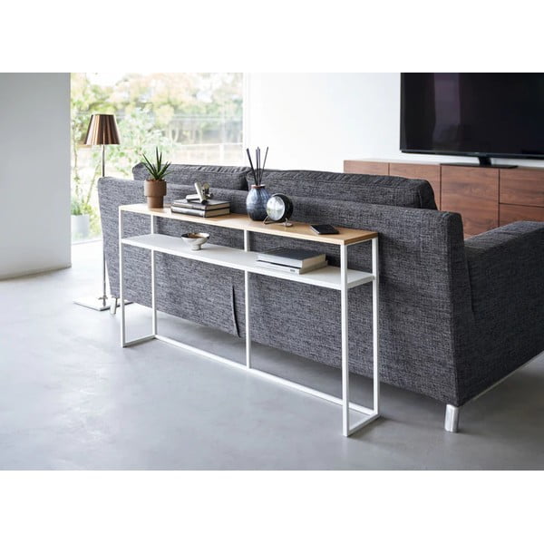 Konzolový stolek v bílé a světle hnědé barvě v dekoru jasanu 20,5x126 cm Tower – YAMAZAKI-image-1