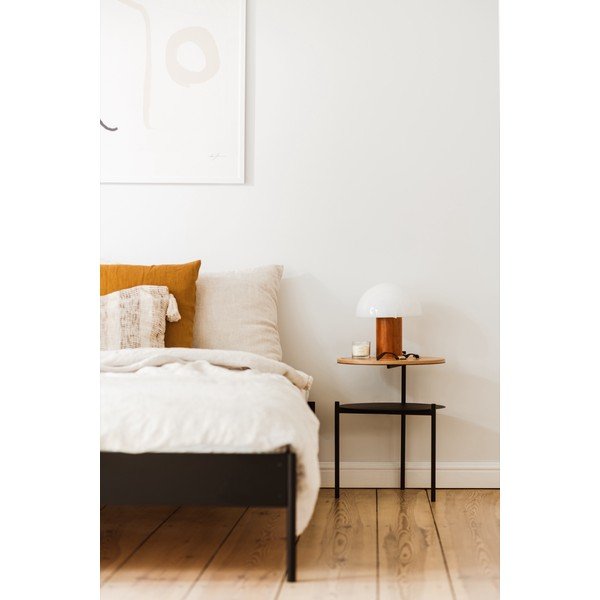 Černý/v přírodní barvě noční stolek s deskou v dubovém dekoru Tu – noo.ma-image-1