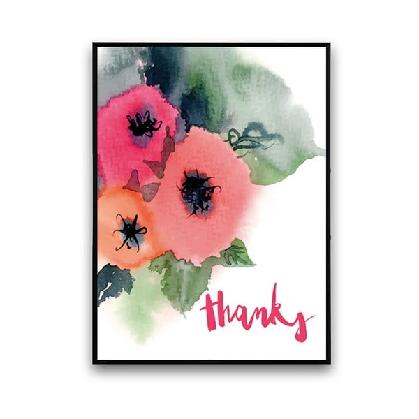 Plakát s květinami Thanks, 30 x 40 cm