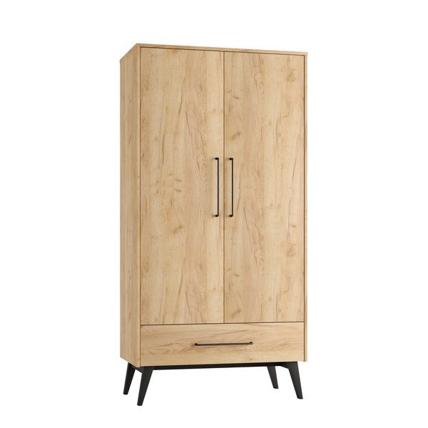 Dětská šatní skříň v dekoru buku v přírodní barvě 100x200 cm Retro – Pinio-image-2
