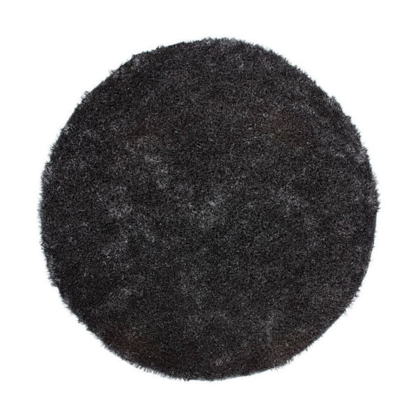 Antracitový kulatý ručně tkaný koberec Kayoom Crystal 350 Anthrazit, ⌀ 120 cm