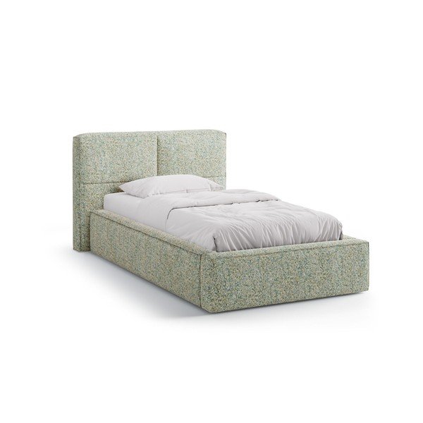 Zelená čalouněná jednolůžková postel s úložným prostorem s roštem 90x200 cm Darren – Micadoni 
