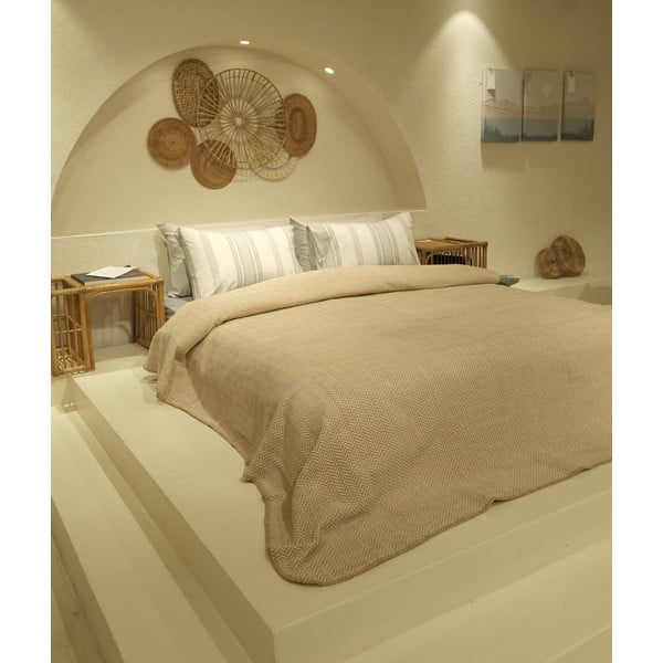 Béžovo-krémový přehoz na dvoulůžko 200x220 cm Twin – Oyo Concept-image-1