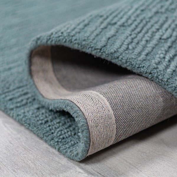 Šedomodrý ručně tkaný vlněný koberec 160x230 cm Harris Boucle – Flair Rugs-image-3