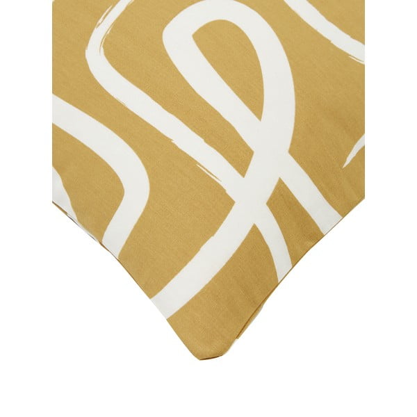 Žluto-bílé povlečení na jednolůžko z bavlněného perkálu Westwing Collection Malu, 135 x 200 cm-image-3