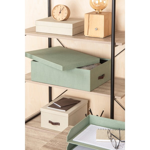Kartonové úložné boxy s víkem v mentolové barvě v sadě 3 ks 31x47x15 cm Inge – Bigso Box of Sweden-image-1