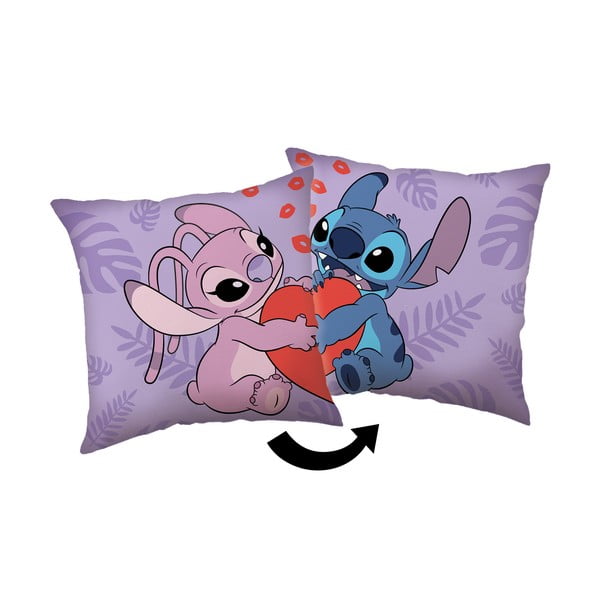 Fleecový dětský polštářek 40x40 cm Lilo and Stitch "Kiss" – Jerry Fabrics