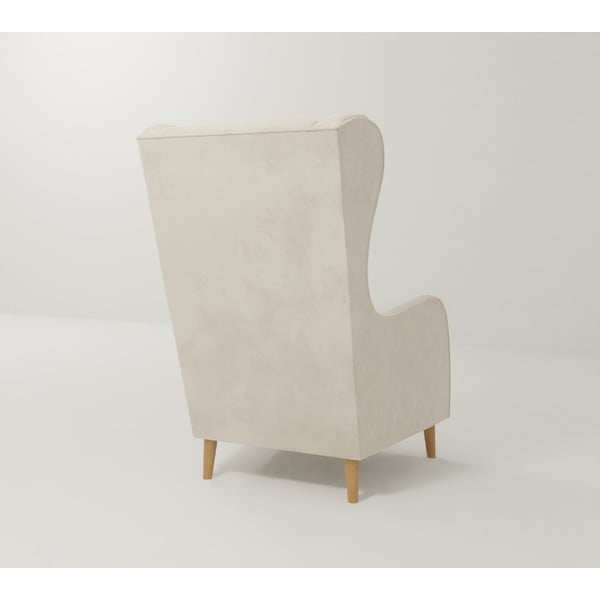 Krémové sametové křeslo ušák Carole – Ropez-image-2