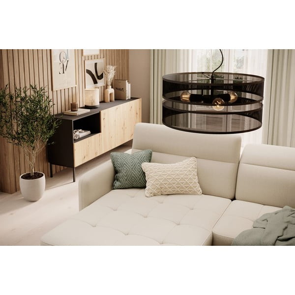 Béžová sametová rozkládací/s úložným prostorem rohová pohovka (levý roh/s lenoškou) Gomsi – ELTAP-image-4