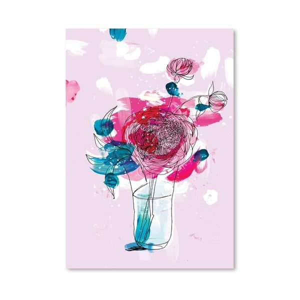 Plakát Pink Flowers 2, 30x42 cm