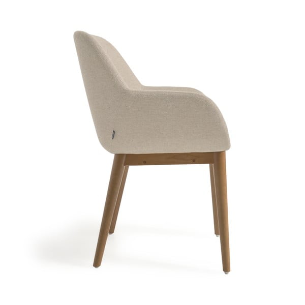 Béžové čalouněné jídelní křeslo s područkami Konna – Kave Home-image-3