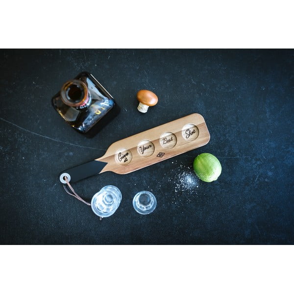 Dřevěné servírovací prkénko a 4 panákové skleničky Gentlemen´s Hardware-image-1