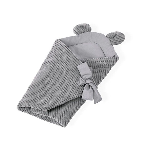 Šedá manšestrová dětská zavinovačka 35x65 cm – Meowbaby-image-1