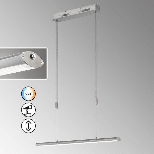 Kovové LED stmívatelné závěsné svítidlo ve stříbrné barvě Beat – Fischer & Honsel-image-1
