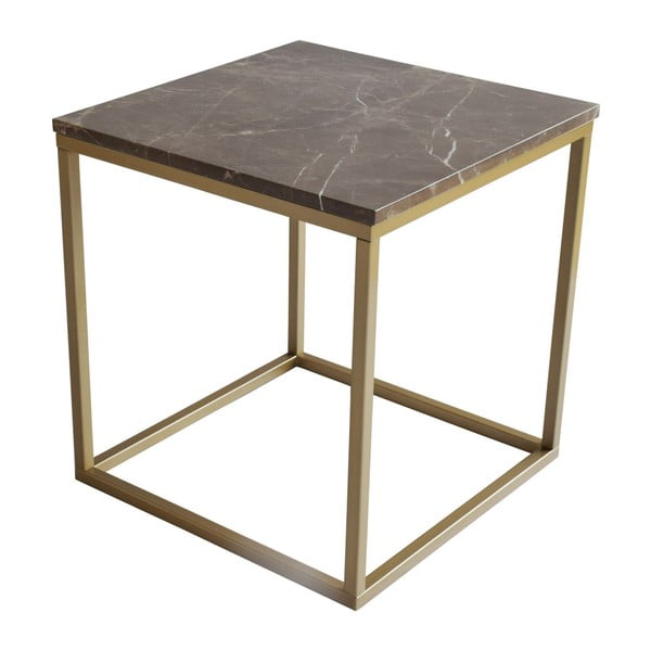 Konferenční stolek s podnožím ve zlaté barvě a hnědou mramorovou deskou RGE Accent, šířka 50 cm