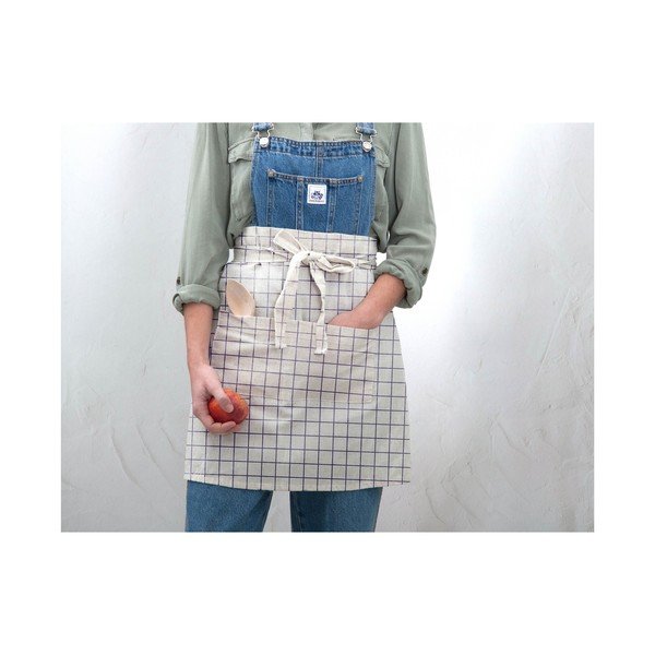 Šedě kostkovaná zástěra s příměsí lnu Really Nice Things Delantal Simple Squares-image-2