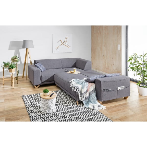 Šedá rozkládací/s úložným prostorem rohová pohovka (levý roh/do L) Classy Sophie – Miuform-image-4