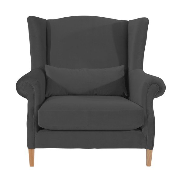 Antracitově šedé sametové křeslo ušák Max Winzer Harvey Velvet-image-2