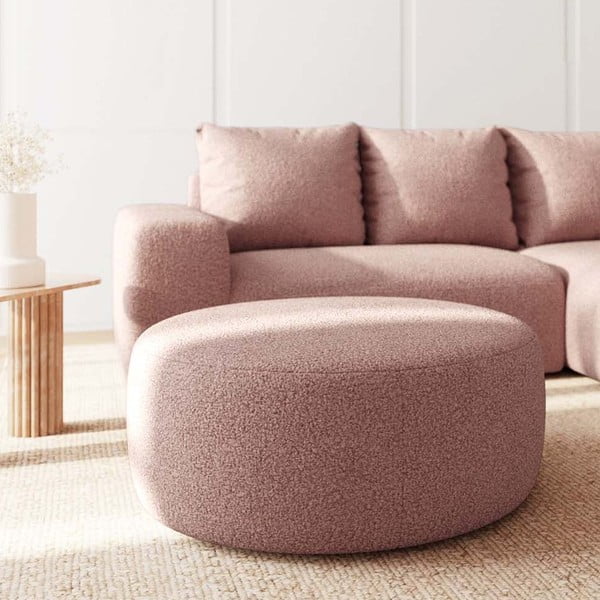 Růžová podnožka z textilie bouclé Monce – Rodier-image-2