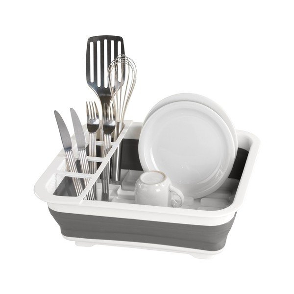 Bílo-šedý skládací odkapávač na nádobí Wenko Rack-image-3