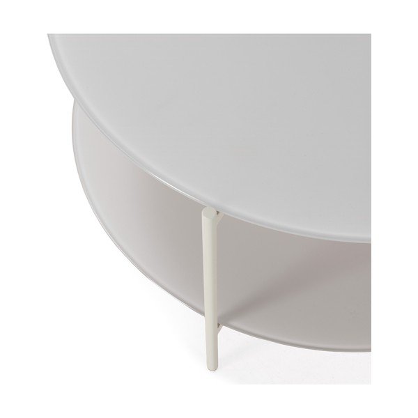 Krémový kulatý konferenční stolek se skleněnou deskou ø 83 cm Davi – MOME-image-3