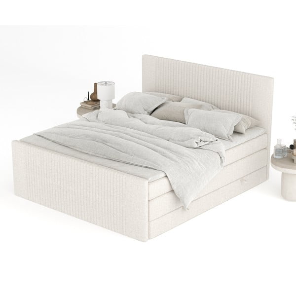 Béžová boxspring postel s úložným prostorem 180x200 cm Bergamo – Maison de Rêve-image-4
