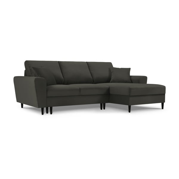 Černá manšestrová rozkládací/s úložným prostorem rohová pohovka (pravý roh/s lenoškou) Kyoto – Cosmopolitan Design-image-4