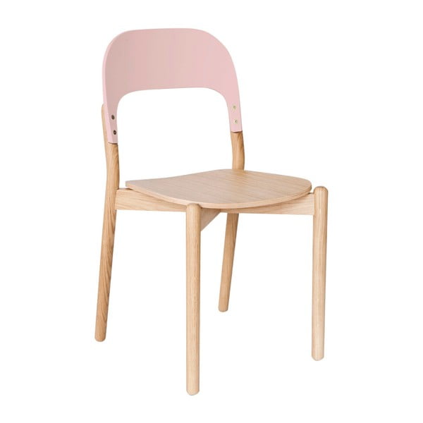 Dubová židle s růžovým opěradlem HARTÔ Paula