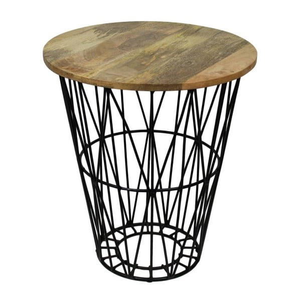 Odkládací stolek s deskou z neopracovaného mangového dřeva HSM collection Tower, ⌀ 45 cm