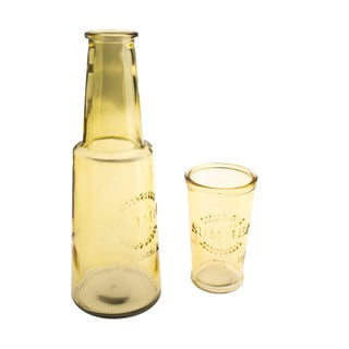 Žlutá skleněná karafa se sklenicí, 800 ml