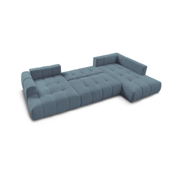 Modrá rozkládací/s úložným prostorem rohová pohovka (pravý roh/do "U") Fuji – Bobochic Paris-image-4