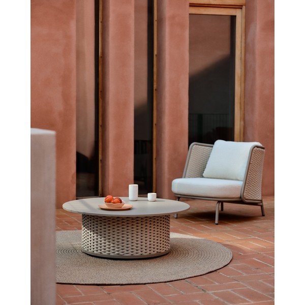 Béžový kulatý vnitřní a venkovní koberec z recyklovaných vláken ø 150 cm Despas – Kave Home-image-1