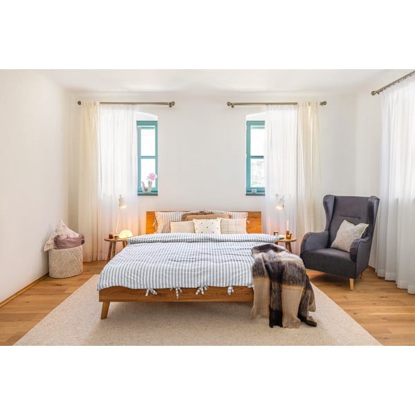 Dvoulůžková postel z dubového dřeva 180x200 cm Greg 1 - The Beds-image-1