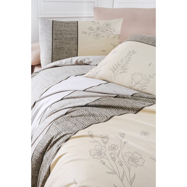 Béžové bavlněné povlečení na jednolůžko 140x200 cm Pine – Mijolnir-image-1