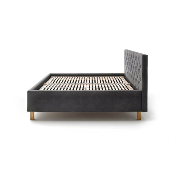 Tmavě šedá čalouněná dvoulůžková postel s úložným prostorem s roštem 180x200 cm San Remo – Meise Möbel-image-4