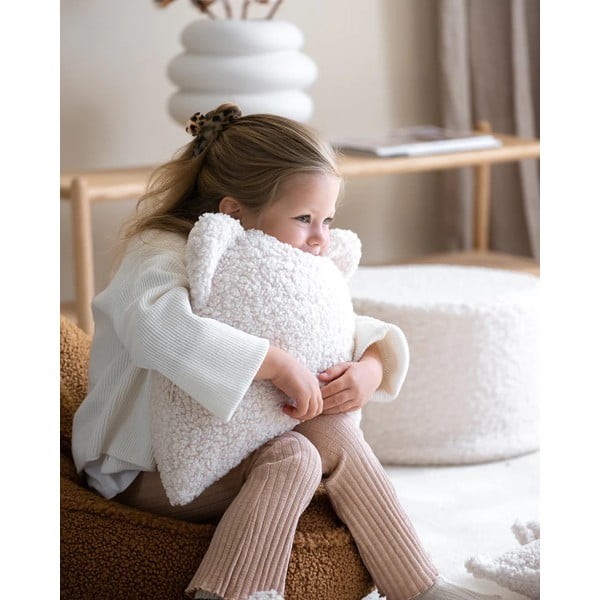 Krémový dětský pohovkový polštář z textilie bouclé Bear – Wigiwama-image-1