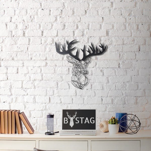 Nástěnná kovová dekorace Deer, 51 x 49 cm