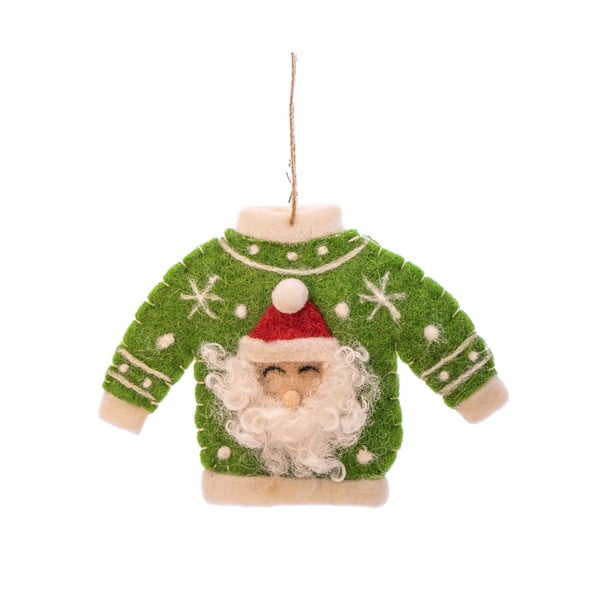 Textilní ručně vyrobená vánoční ozdoba 12 cm Santa Jumper – Sass & Belle