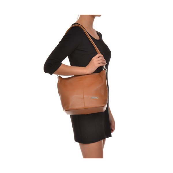 Světle koňakově hnědá kožená kabelka Luisa Vannini Ginata-image-4