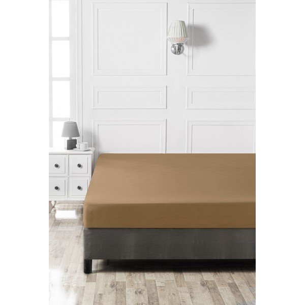 Hnědé napínací bavlněné prostěradlo 140x200 cm – Mijolnir-image-2