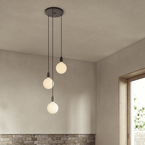 Tmavě šedé stmívatelné závěsné svítidlo ø 25 cm Triple Pendant – tala-image-1