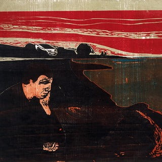 Reprodukce obrazu Edvard Munch - Evening Melancholy I, 30 x 30 cm